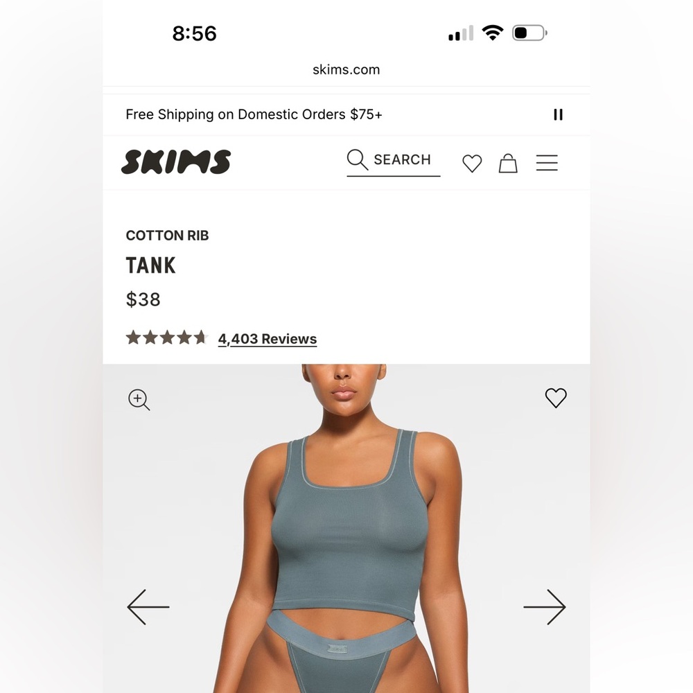 SKIMS Cotton Rib Tank - color Kyanite fits like a Medium